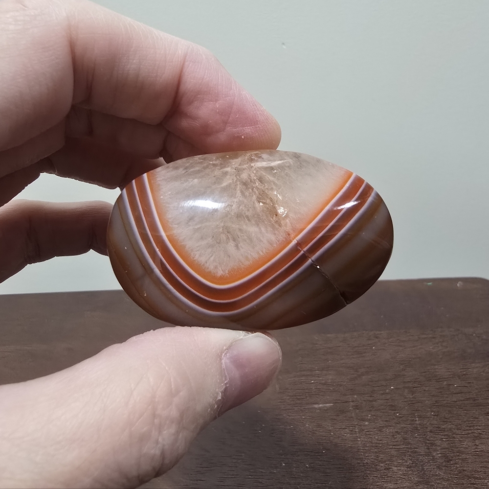 Banded Agate Crystal Palmstone #C